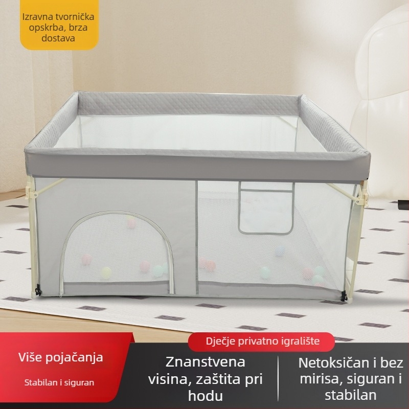 Sklopiva dječja ograda za igru s prostirkom za puzanje u dnevnom boravku