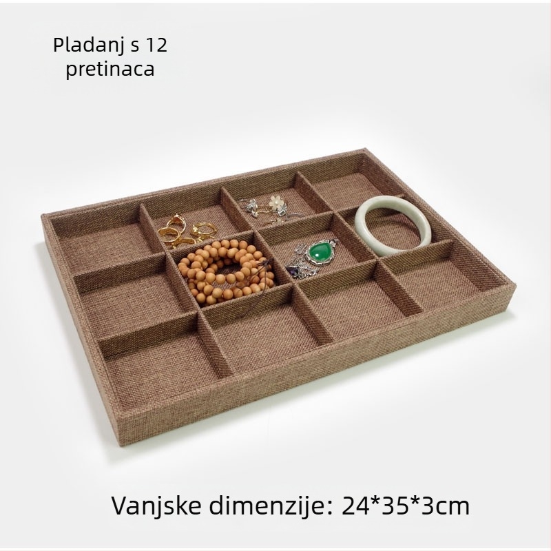 Drveni pladanj za prikaz nakita s 12 pretinaca