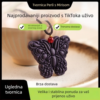 Ručni kolut od mirisnih perli s dugotrajnim mirisom, etno-literarni retro stil, privjesak s motivom životinja/zodijaka, crni konopni lanac, duljina do 30 cm