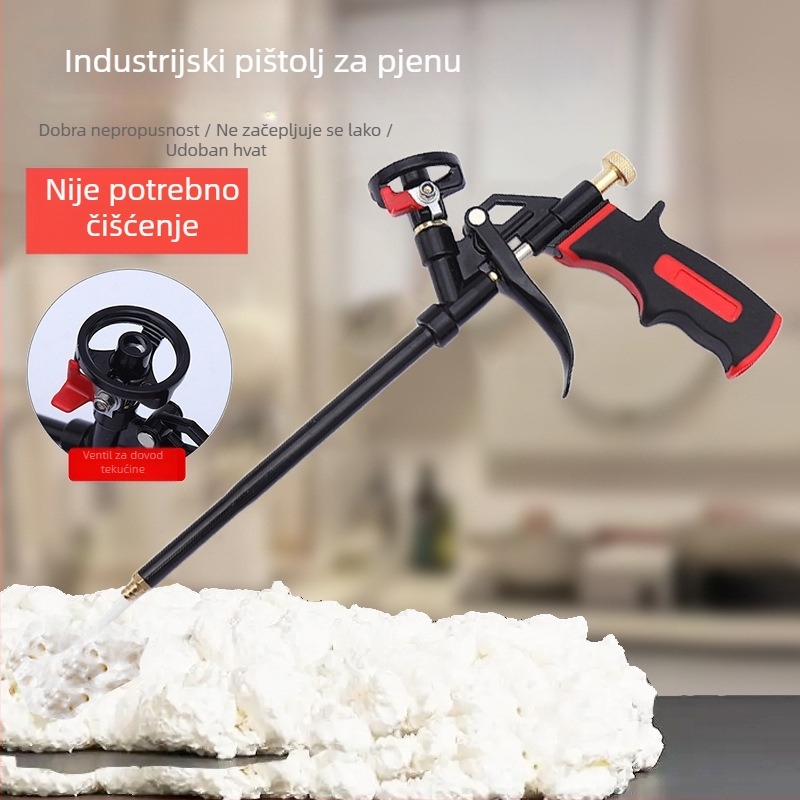 Prilagođeni metalni pištolj za pjenu bez čišćenja, za poliuretanski izolacijski ljepilo, produženi pištolj za raspršivanje pjene