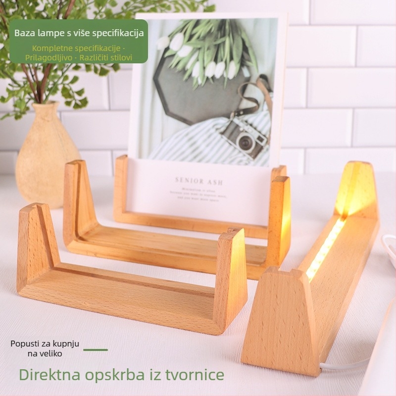 Drvena U-oblik osvijetljena osnova za stolni kalendar s akrilnom podrškom i foto okvirom