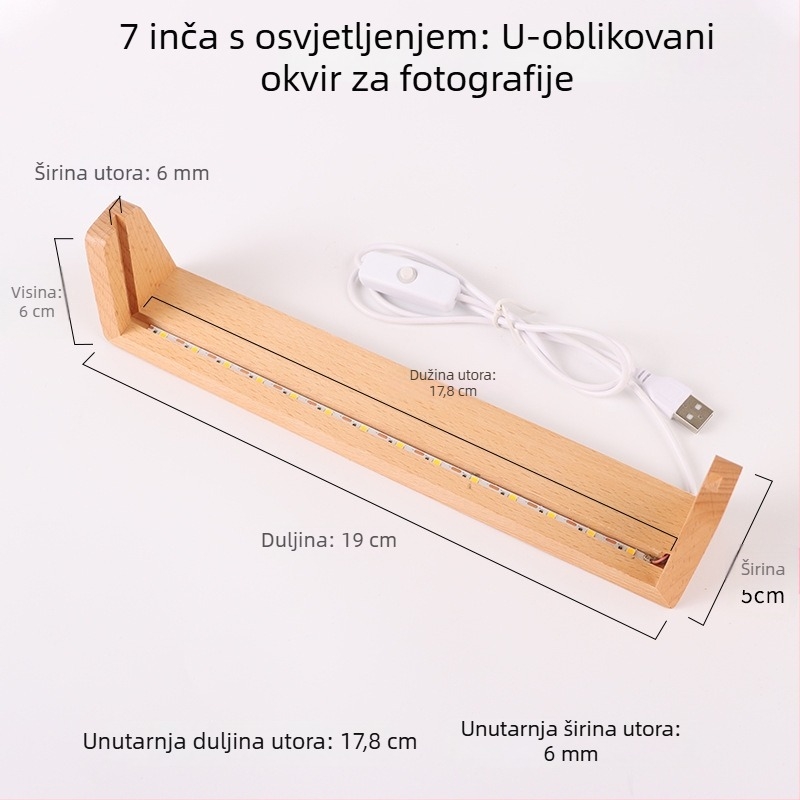 Drvena U-oblik osvijetljena osnova za stolni kalendar s akrilnom podrškom i foto okvirom