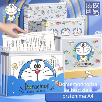 Prozirna torbica za dokumente s izvlačnom petljom, dizajn Crayon Shin-Chan i Doraemon, velika kapaciteta za A4 dokumente