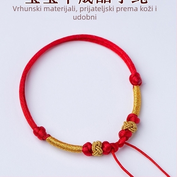 Dječja narukvica s perlicama za DIY – ručno pleteni privjesak na crvenom užetu
