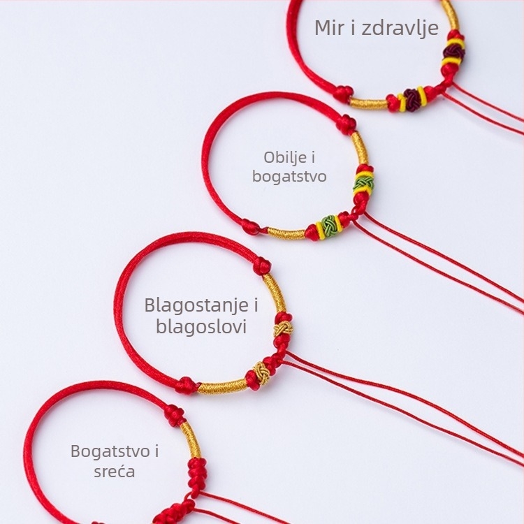 Dječja narukvica s perlicama za DIY – ručno pleteni privjesak na crvenom užetu