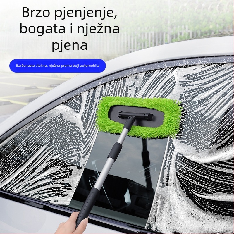 Četka za čišćenje vjetrobranskog stakla automobila s teleskopskom drškom, defogging četka, Chenille navlaka, skraper za prozore i krpa za staklo