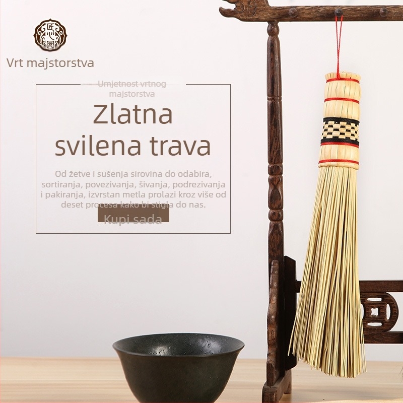 Vintage ručno izrađena četka za lonce od prirodnih biljnih vlakana