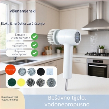 Višenamjenska električna četka za čišćenje, vodootporna četka za pranje posuđa, zamjenska glava za kutove kuhinje i kupaonice, punjiva ručna čistilica