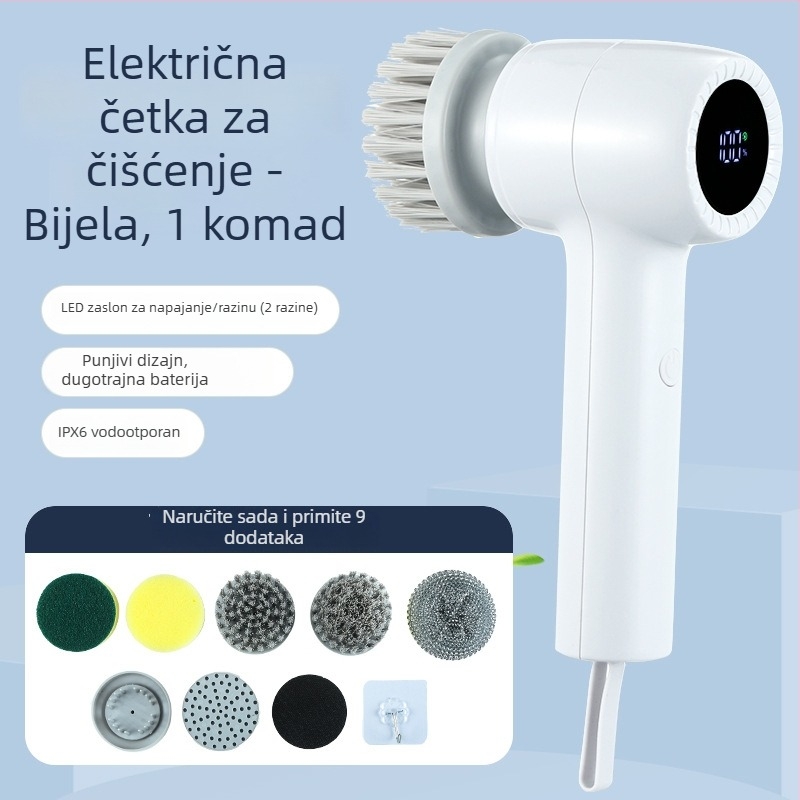 Višenamjenska električna četka za čišćenje, vodootporna četka za pranje posuđa, zamjenska glava za kutove kuhinje i kupaonice, punjiva ručna čistilica