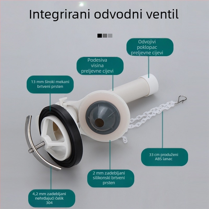 WDI univerzalni 2-inčni ventil za odvod spremnika toaleta – dodatak za odvod, dizajn od jednog dijela