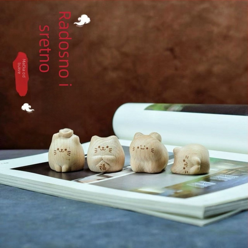 Mačji stolni ukras od bukova drva – DIY dekor