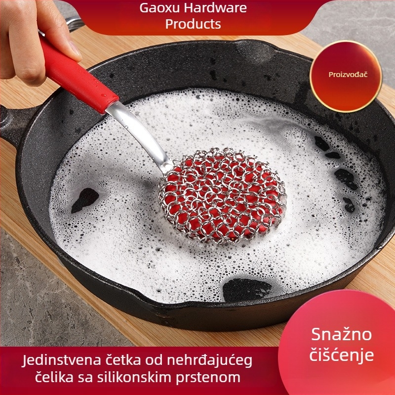 Kuhinjska četka od nehrđajućeg čelika s jednim prstenom, silikonasta četka za posuđe i spatula