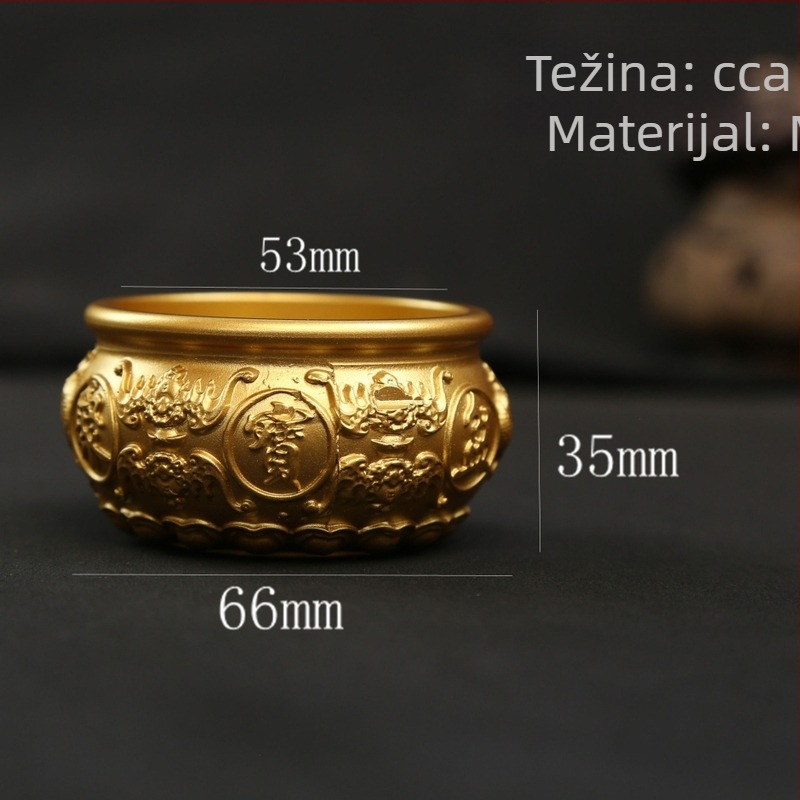 Mosazni rog hojnosti s dvije ribe – dekorativni predmet za dnevni boravak, stol ili ured, zlatno patinirani završetak