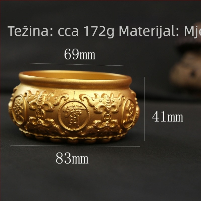 Mosazni rog hojnosti s dvije ribe – dekorativni predmet za dnevni boravak, stol ili ured, zlatno patinirani završetak