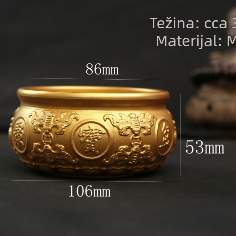 Mosazni rog hojnosti s dvije ribe – dekorativni predmet za dnevni boravak, stol ili ured, zlatno patinirani završetak