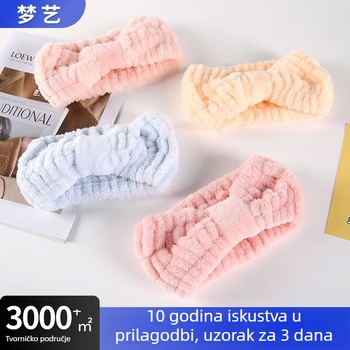 Korejski stil mašna za kosu, upijajuća, za šminku i masku za lice, joga gumica za kosu, podesiva, proljeće 2025.