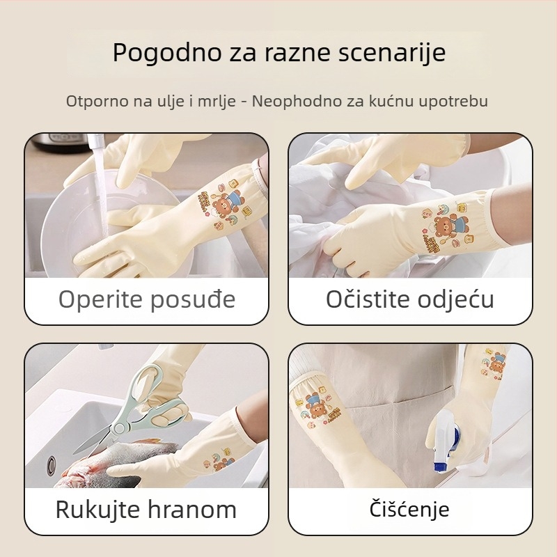 Hengpin rukavice za pranje posuđa, debeli nitril, kuhinjsko čišćenje, vodootporne, sigurnost hrane, duljina 32 cm