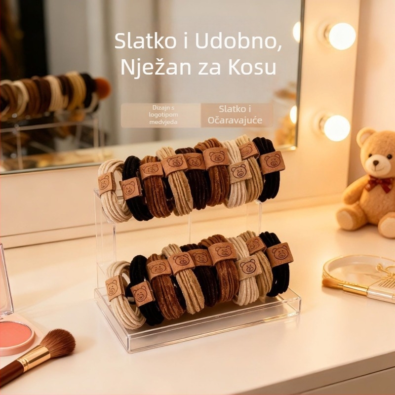 Visokoelastična gumica za kosu s preslatkim medvjedićem, za žene, debeli pojas za rep i čvor, izdržljiv dodatak za kosu