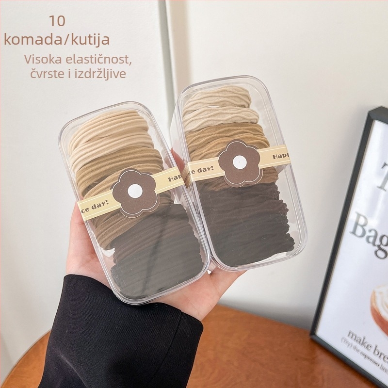Bezšivna gumica za kosu s visokom elastičnošću, tkana za rep, široka i debela, za žene
