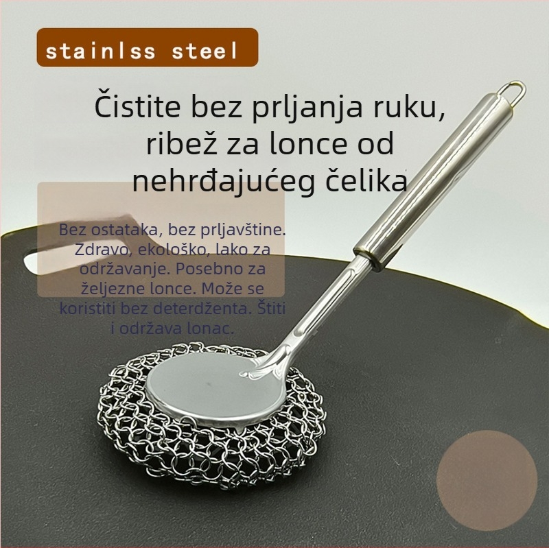 Četka za posuđe od nehrđajućeg čelika s dugim držalom za čišćenje posuda i tava