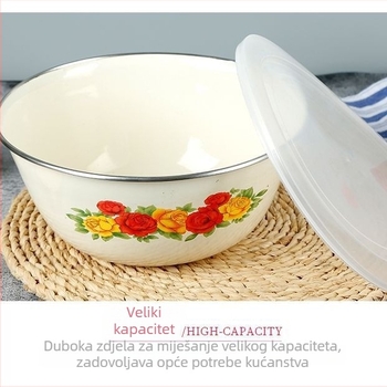 Velika nostalgična emajlirana zdjela, čvrsta kuhinjska zdjela, zdjela za juhu i rezance, zdjela za salatu, klasična emajlirana zdjela