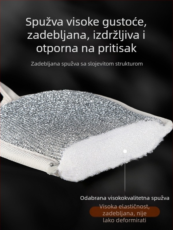 Dvostruka debela krpa od čeličnog užeta za pranje posuđa i lonaca, otporna na prianjanje ulja