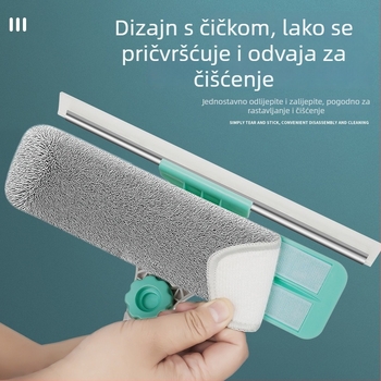 Teleskopski ručni čistač prozora za visoke zgrade, vanjsko staklo, U‑oblik škrabica i krpa
