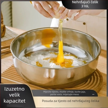 Posuda za tijesto od 316 nerđajućeg čelika, ekstra debela s rubom, za kućnu upotrebu – pogodna za pranje povrća, kuhanje na vrućoj posudi, miješenje i dizanje tijesta