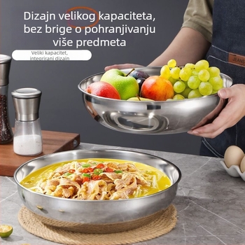 Posuda za tijesto od 316 nerđajućeg čelika, ekstra debela s rubom, za kućnu upotrebu – pogodna za pranje povrća, kuhanje na vrućoj posudi, miješenje i dizanje tijesta