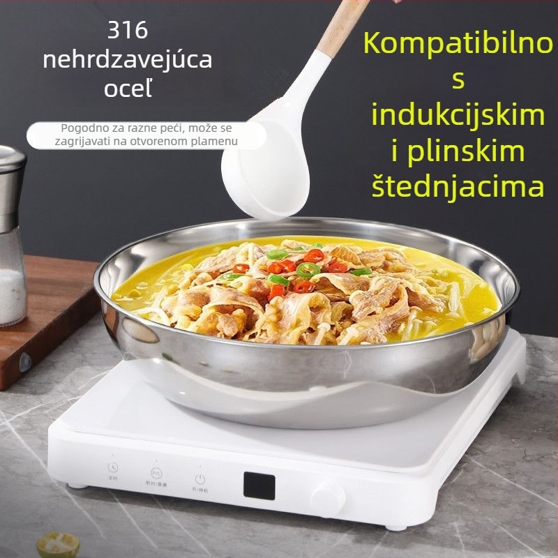 Posuda za tijesto od 316 nerđajućeg čelika, ekstra debela s rubom, za kućnu upotrebu – pogodna za pranje povrća, kuhanje na vrućoj posudi, miješenje i dizanje tijesta