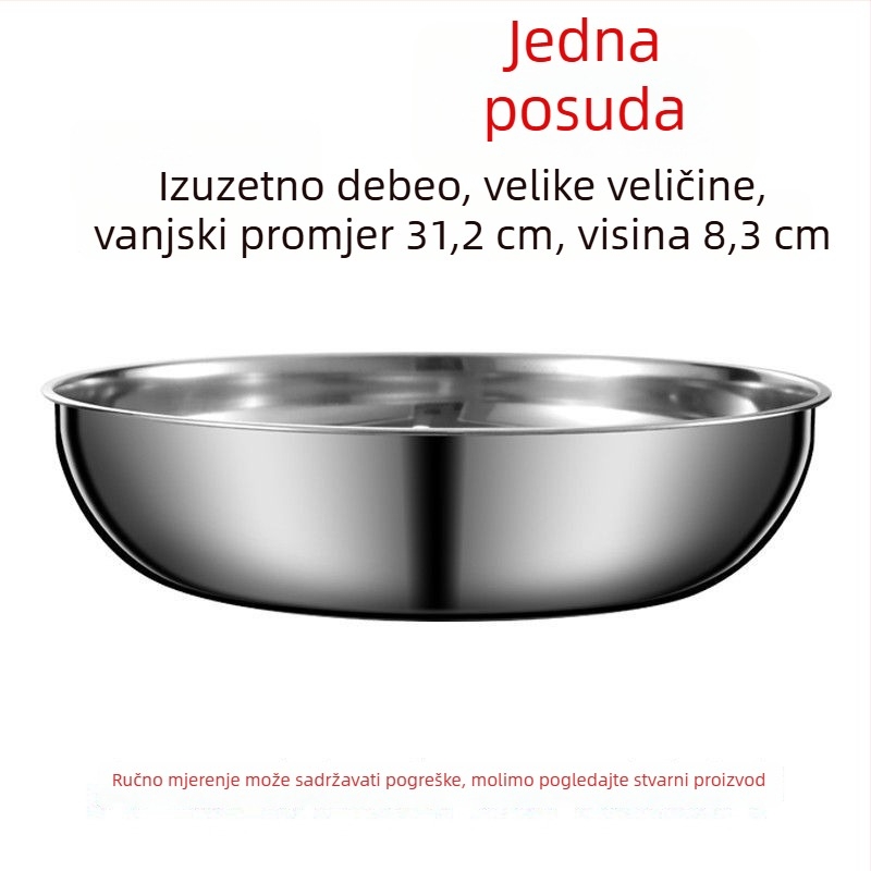 Posuda za tijesto od 316 nerđajućeg čelika, ekstra debela s rubom, za kućnu upotrebu – pogodna za pranje povrća, kuhanje na vrućoj posudi, miješenje i dizanje tijesta