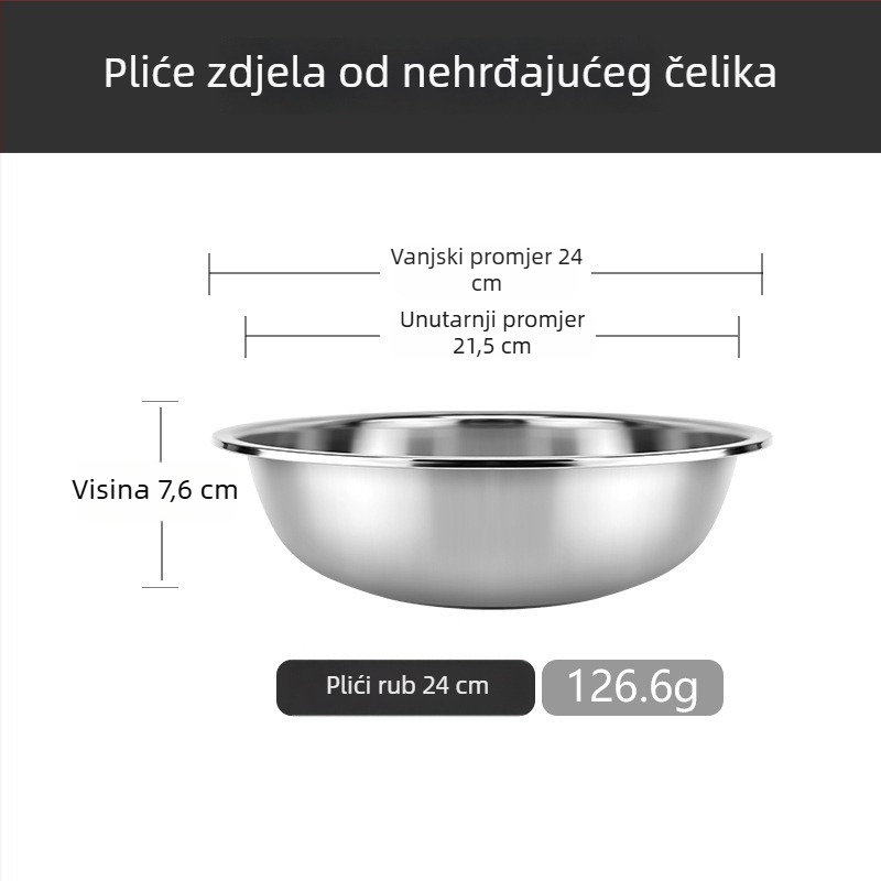 Okružna velika posuda od nehrđajućeg čelika za pranje povrća, kućna ekstra velika posuda za pranje rublja i stopala