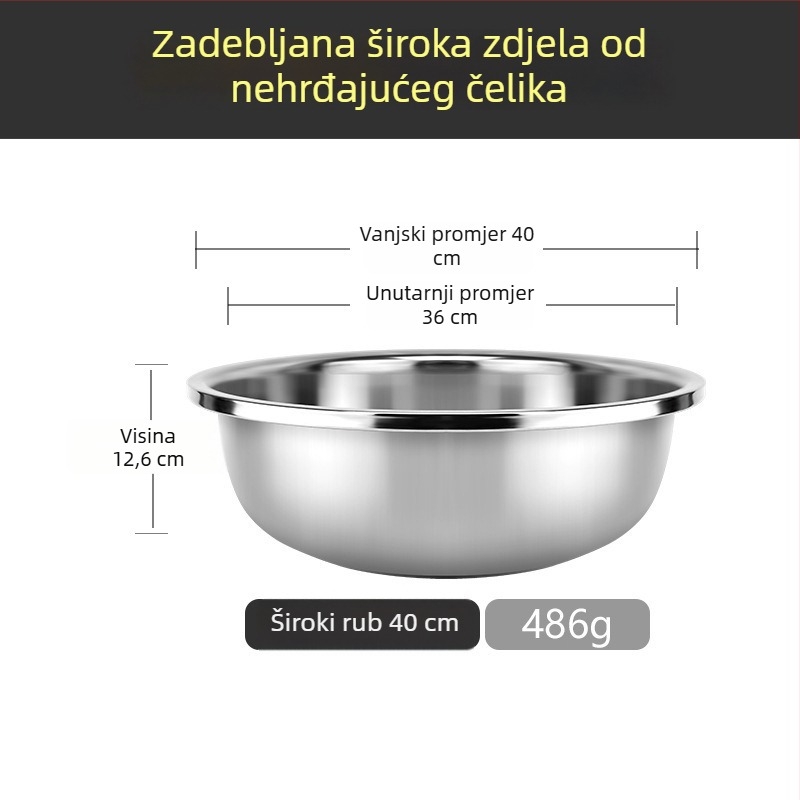 Okružna velika posuda od nehrđajućeg čelika za pranje povrća, kućna ekstra velika posuda za pranje rublja i stopala
