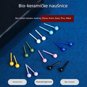Keramički naušnice s porcelanskom kuglicom za njegu rupa uha, žene, udobne za spavanje