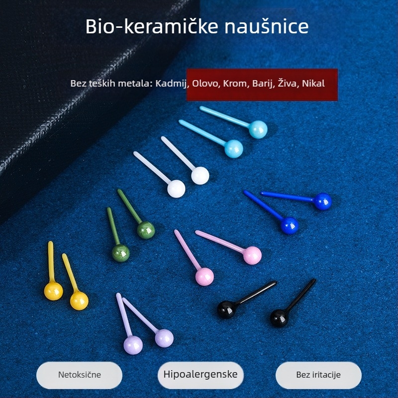 Keramički naušnice s porcelanskom kuglicom za njegu rupa uha, žene, udobne za spavanje