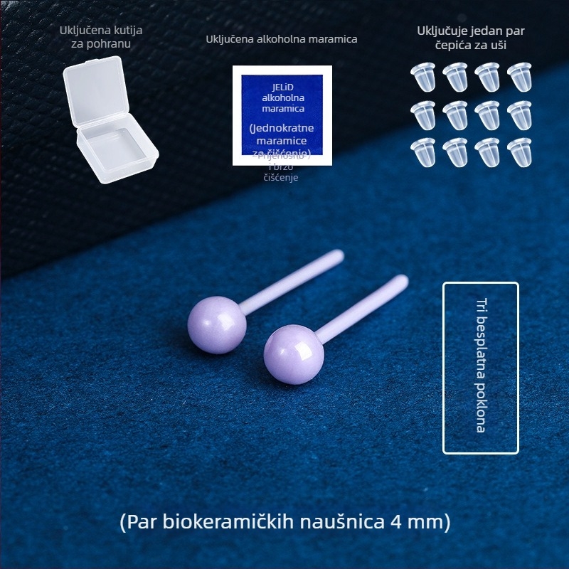 Keramički naušnice s porcelanskom kuglicom za njegu rupa uha, žene, udobne za spavanje