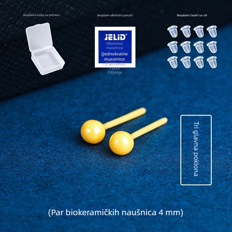 Keramički naušnice s porcelanskom kuglicom za njegu rupa uha, žene, udobne za spavanje