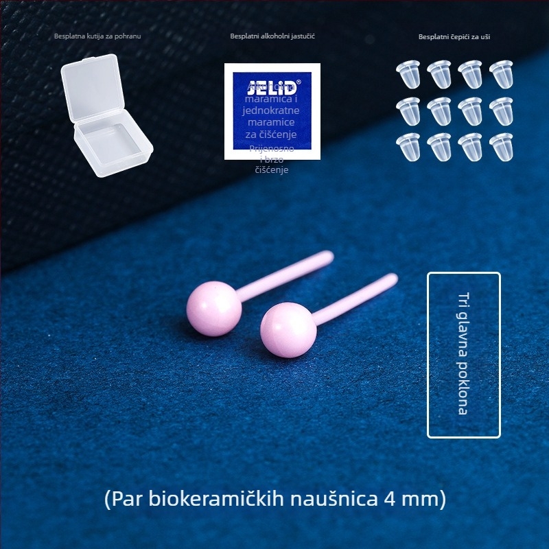 Keramički naušnice s porcelanskom kuglicom za njegu rupa uha, žene, udobne za spavanje