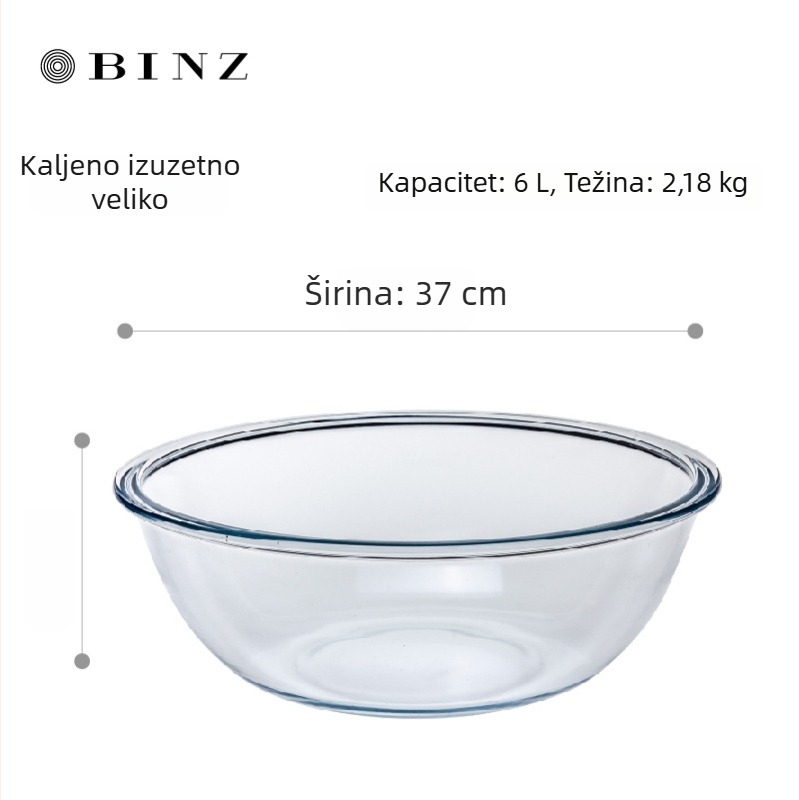 Staklena posuda za miješanje otporna na visoke temperature, velika, debela, za kućnu upotrebu, za mućenje jaja, pečenje i miješenje tijesta
