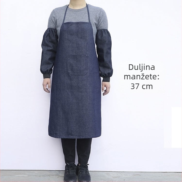 Denim pregača s rukavima za odrasle – industrijska, otporna na habanje i zaprljanje, za zavarivanje