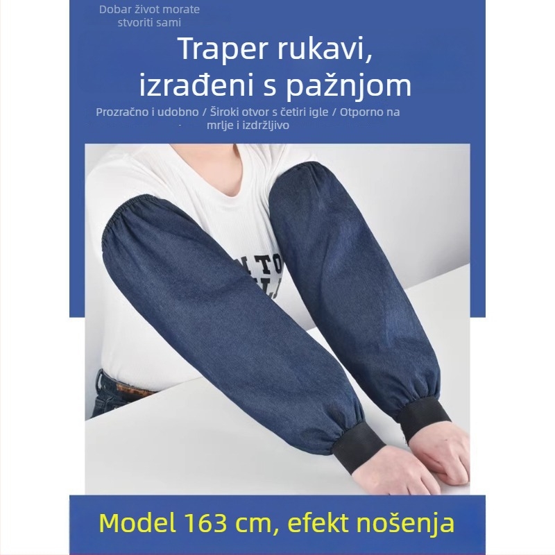 Denim pregača s rukavima za odrasle – industrijska, otporna na habanje i zaprljanje, za zavarivanje