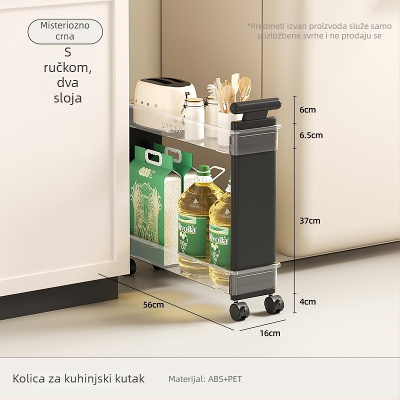 Prijenosni višeslojni regal za kuhinju, spavaću sobu i kupaonicu s uklonjivim dijeliteljem