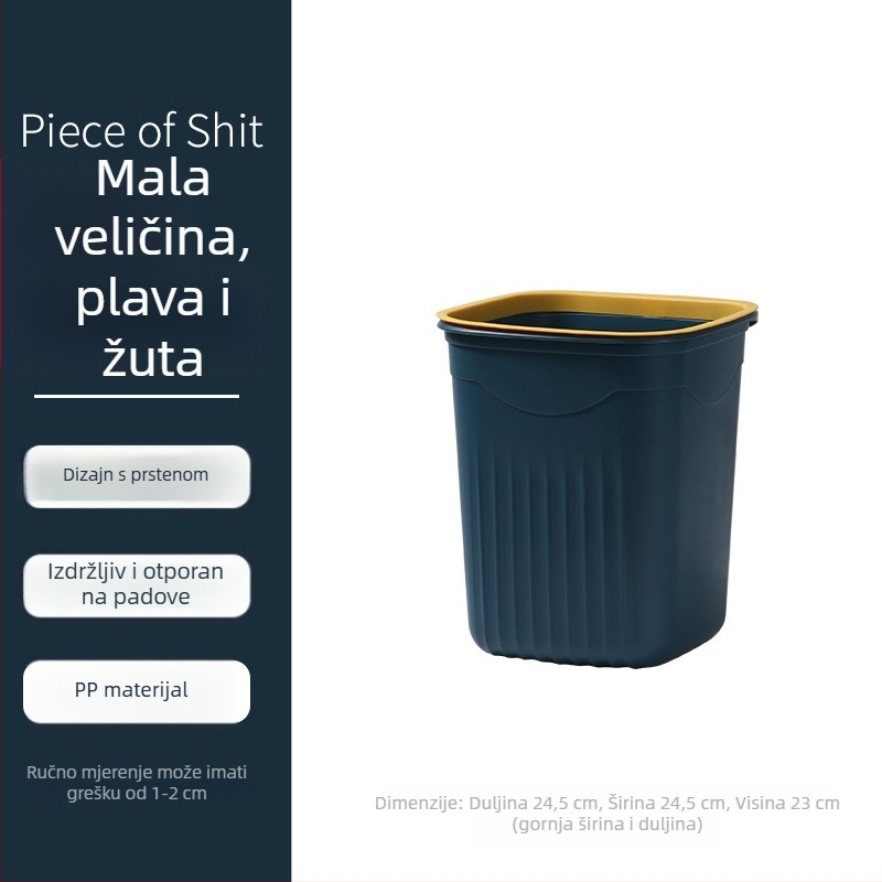 Koš za smeće bez poklopca, nordijskog stila, velikog kapaciteta, plastični, za kupaonicu, WC, dnevni boravak i kuhinju