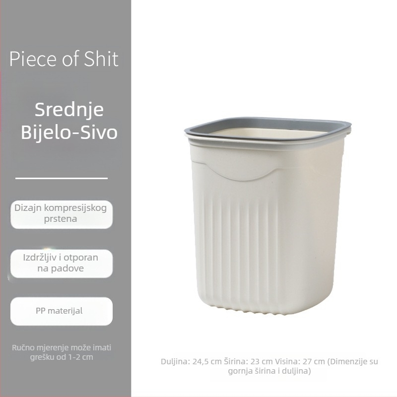 Koš za smeće bez poklopca, nordijskog stila, velikog kapaciteta, plastični, za kupaonicu, WC, dnevni boravak i kuhinju