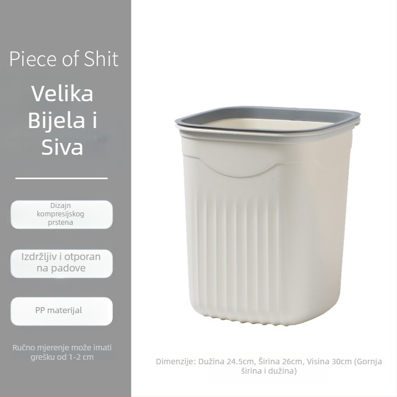 Koš za smeće bez poklopca, nordijskog stila, velikog kapaciteta, plastični, za kupaonicu, WC, dnevni boravak i kuhinju