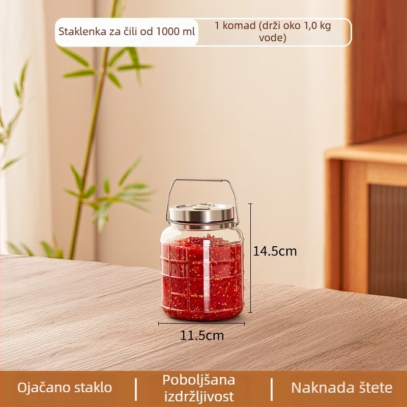 Staklena posuda za kiseljenje papričica, prehrambena staklena posuda za konzerviranje, velika zapremina 4.1–5 L