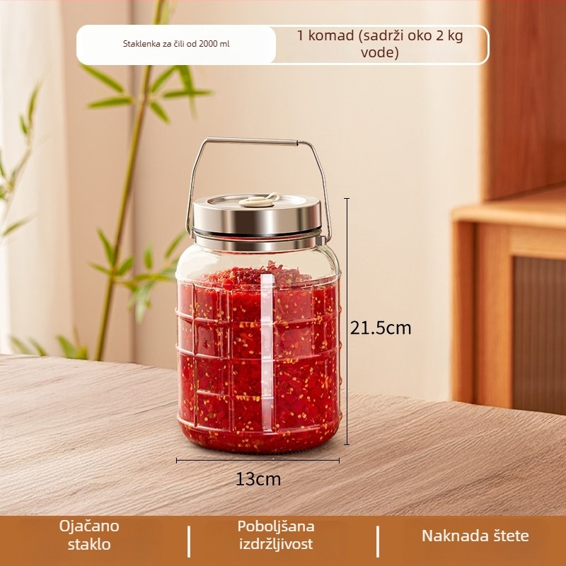 Staklena posuda za kiseljenje papričica, prehrambena staklena posuda za konzerviranje, velika zapremina 4.1–5 L