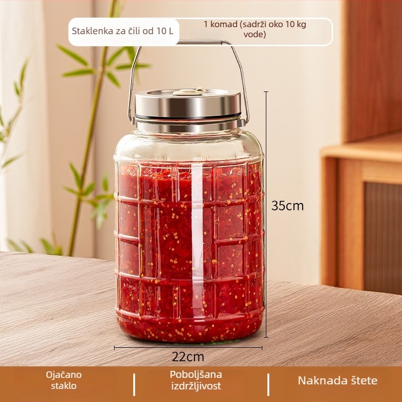 Staklena posuda za kiseljenje papričica, prehrambena staklena posuda za konzerviranje, velika zapremina 4.1–5 L