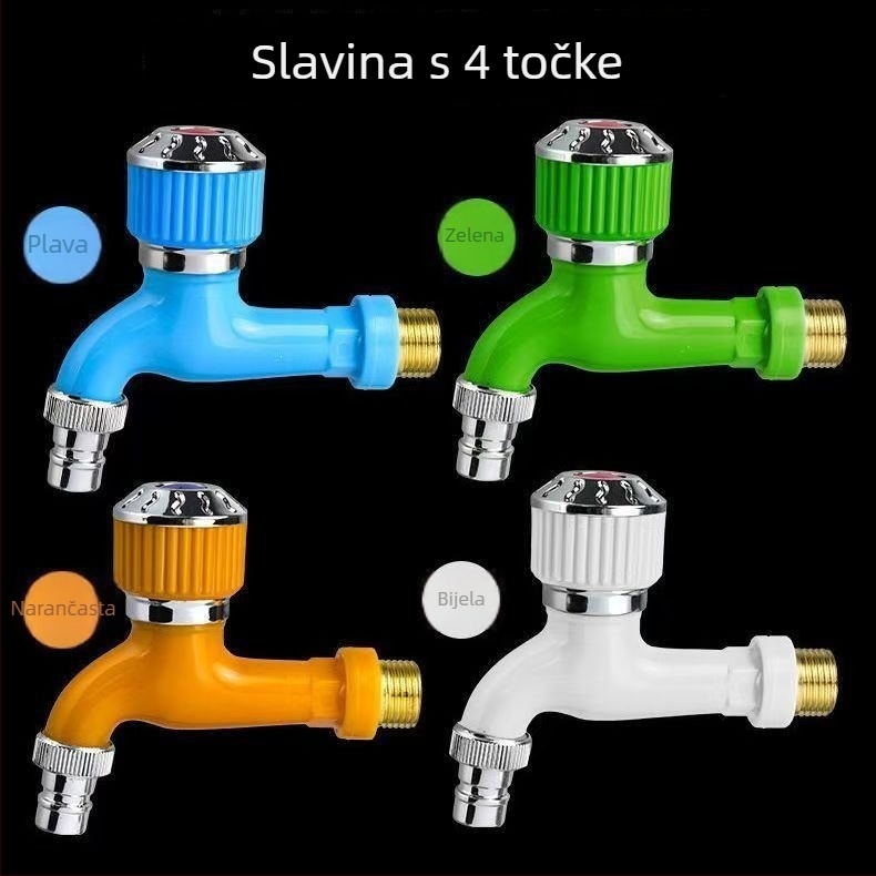 Šarena okrugla slavina za perilicu rublja, kućna upotreba, pogodna za mop umivaonik, plastična, antifriz, otporna na eksplozije