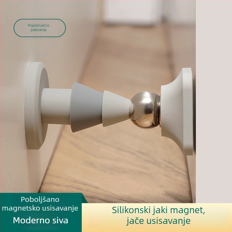 Podni dverni stopper sa usisavačem – bez bušenja, od silikona i metala, kupaonica, višestruka namjena